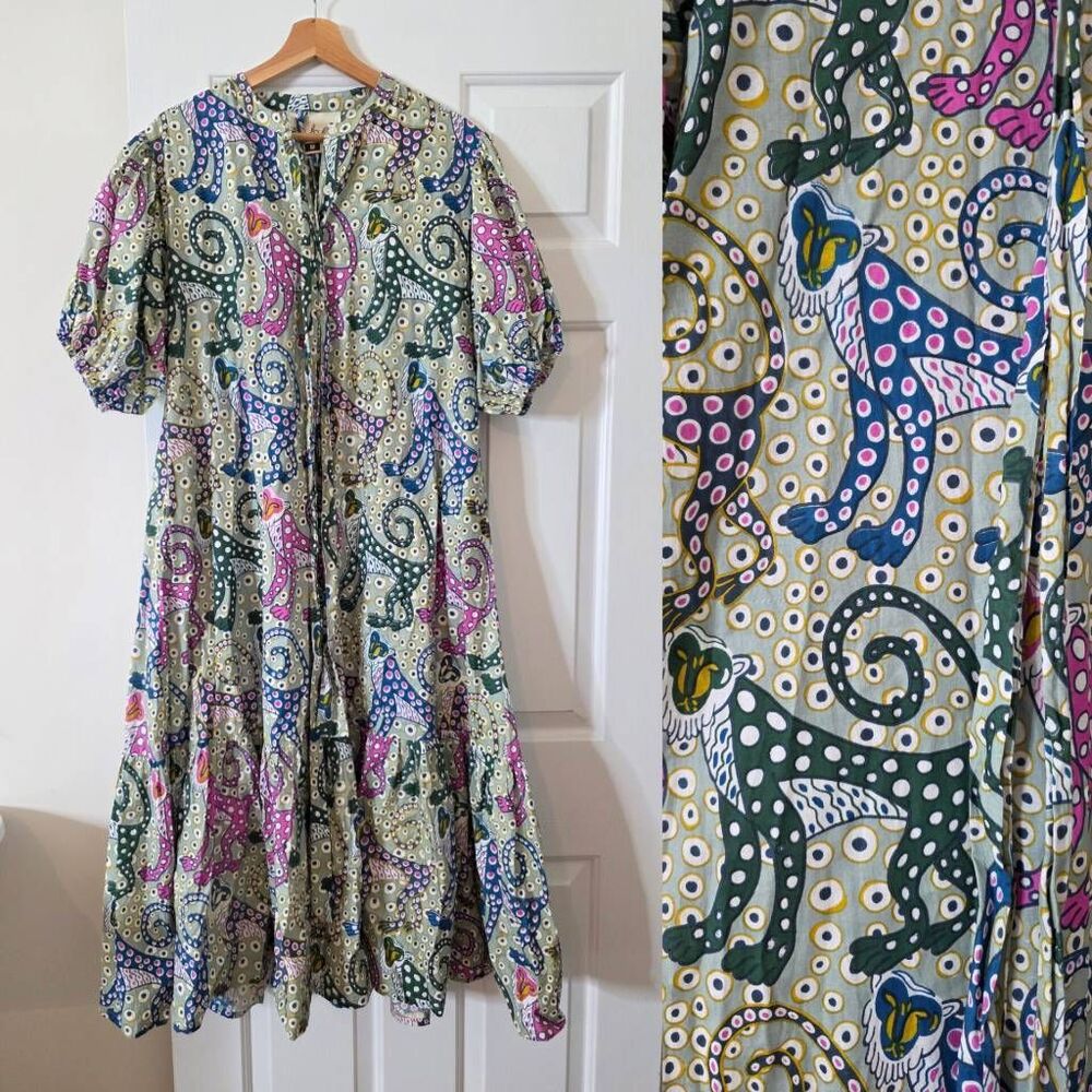 Fox and Hen Monkey Print Dress M